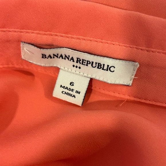 “Banana Republic” Coral Cap Sleeve Midi Shirt Dress w/Belt & Button Front Size 6 - Picture 8 of 13